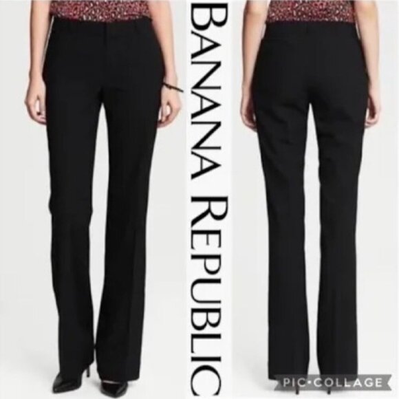 Banana Republic The Martin Fit Wool Blend Black Work Pants Size 4 Stretch - Picture 1 of 8